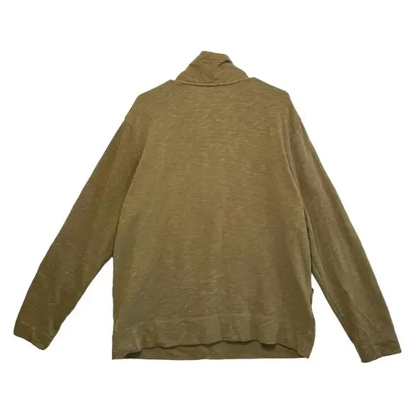 L.L. Bean Signature Slim Fit 1/4 Zip Pullover Men's Sz L Brown Green Cotton - Picture 2 of 6